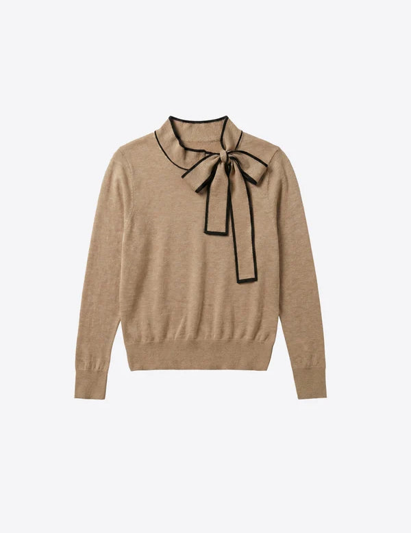 Black And Beige Bow Sweater_33977