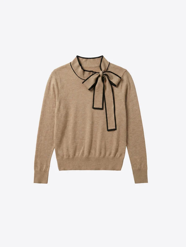 Black And Beige Bow Sweater_33977