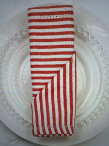 Madison Stripe Napkin Red/White