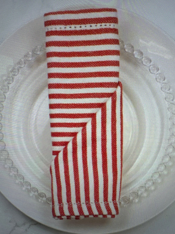 Madison Stripe Napkin Red/White