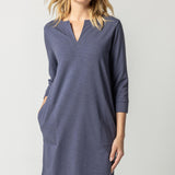 3/4 Sleeve Split Neck Dress