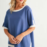 Kaya Crepe Knit Top | Blue