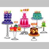 Cakes on Stands Birthday CArd