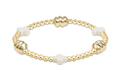 Signature Cross Admire Gold Pattern 3mm Bead Bracelet |O ff-White