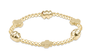 Signature Cross Admire Gold Pattern 3mm Bead Bracelet | Gold