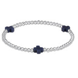 Signature Cross Bracelet Sterling Pattern 3MM Navy