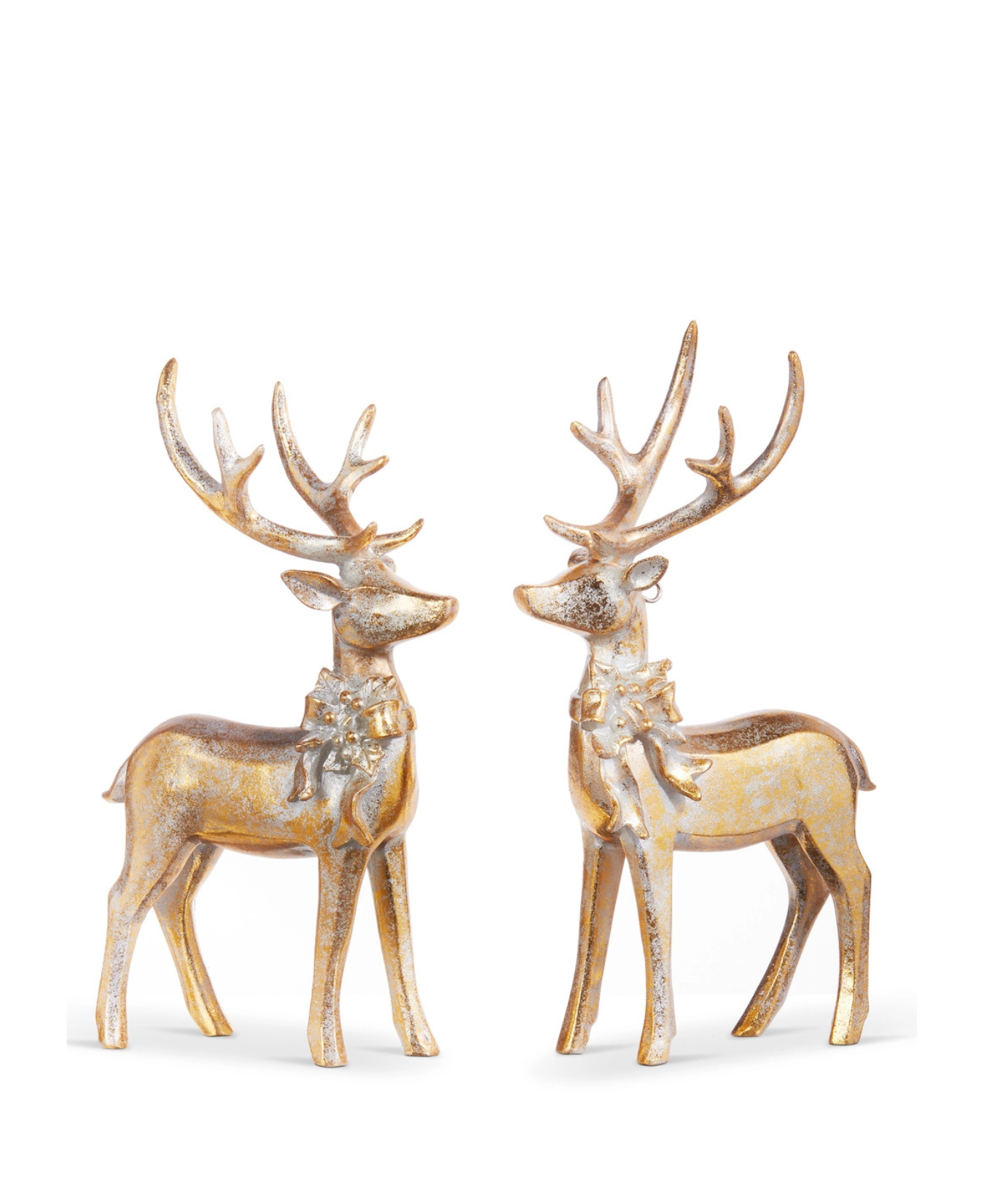 two gold reindeer figurines
