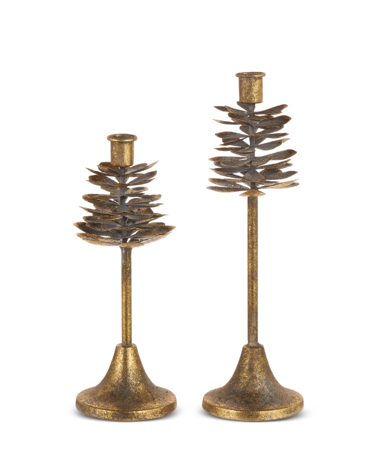 a pair of gold candlesticks