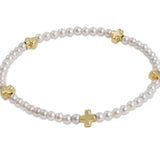 egirl Gold Grateful Pattern 3MM Bead Bracelet- Pearl- Signature Cross Gold Charm