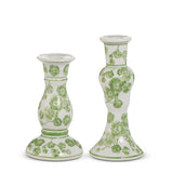 Green Cherry Blossom Candlestick Large 8 1/4 "