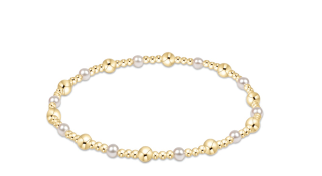 Classic Gold Sincerity Pattern 4mm Bead Bracelet -Pearl