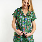 Spruce It Up Short Sleeve Button Up Sleep Shirt