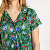 Spruce It Up Short Sleeve Button Up Sleep Shirt