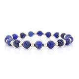 Grateful Pattern 6mm Bead Bracelet- Lapis