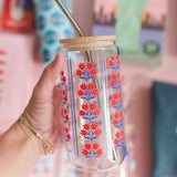 Floral Americana Glass Can
