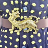 Tibet Tiger Interchangeable Belt Buckle in Gold Finish