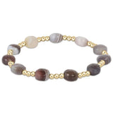 Admire Gold 3mm Bead Bracelet- Botswana Agate