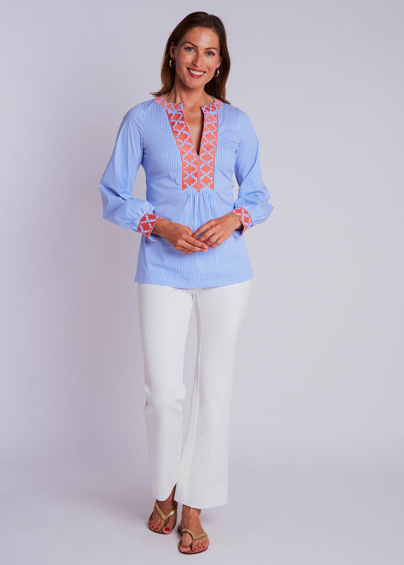 Clementine Blouse Blue Stripe