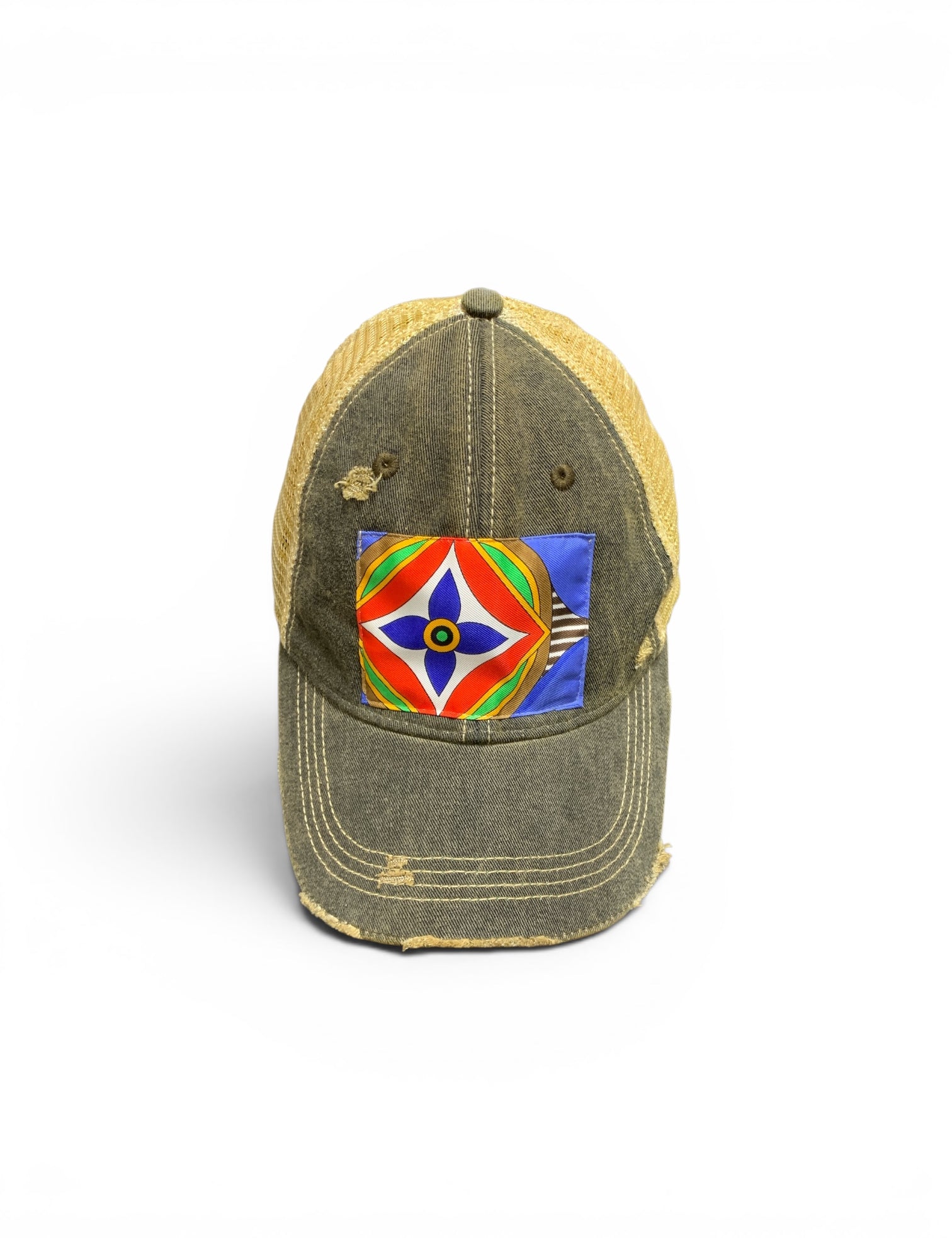 Distressed Designer Scarf Baseball Hat