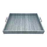 Capri Faux Grasscloth Tray with Metal Handles