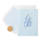 Tiny Tots Overalls Congratulations Greeting Card | Blue