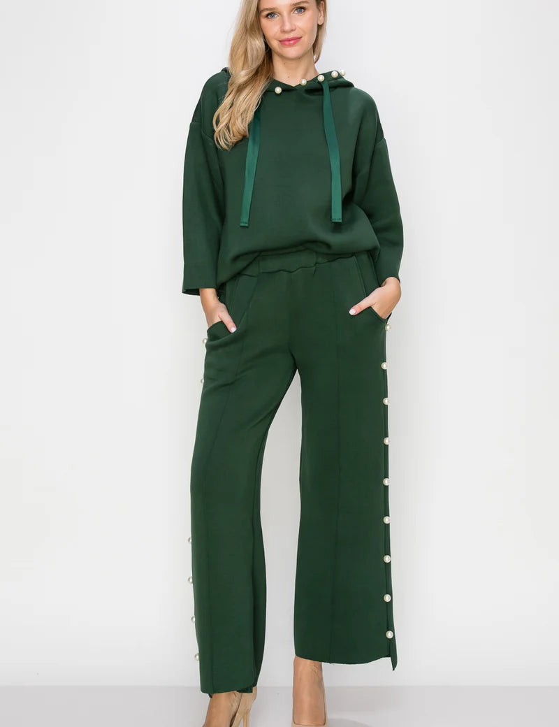 a woman in a green outfit