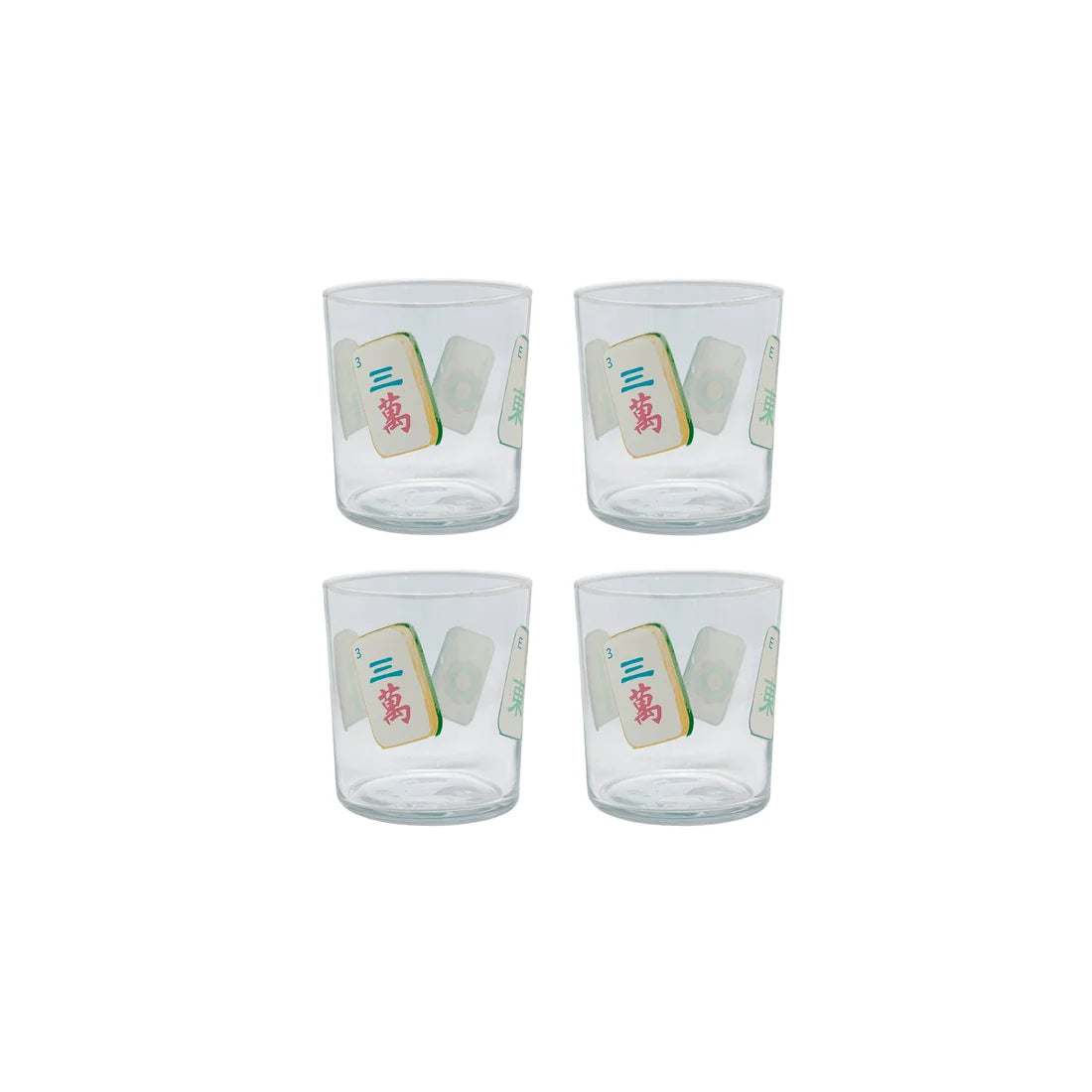 Mahjong Tiles Suite of 4 Double Old Fashioned Glasses_8086M