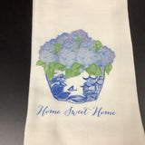 Blue & White Bowl with Hydrangeas "Home Sweet Home"