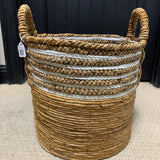 Wicker Basket with White Stripes