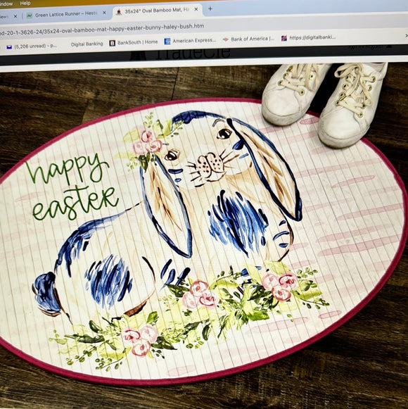 Oval Bamboo Mat Happy Easter