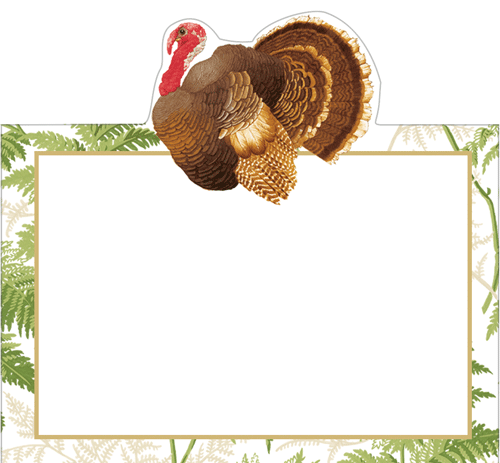 a turkey on a white rectangular frame
