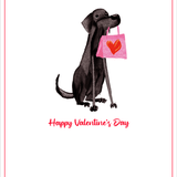 Black Lab with Gift Valentine's Day Card