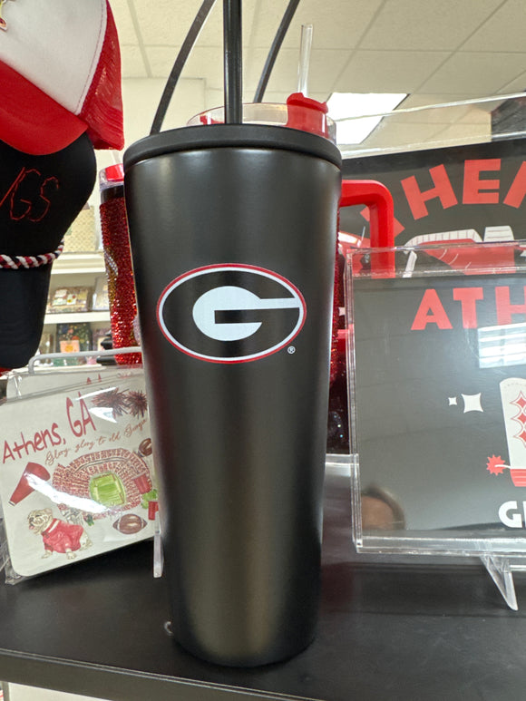 UGA Matte Black 24 oz Tumbler