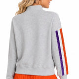 Clemson Mock Neck Sequin Stripe Sweatshirt