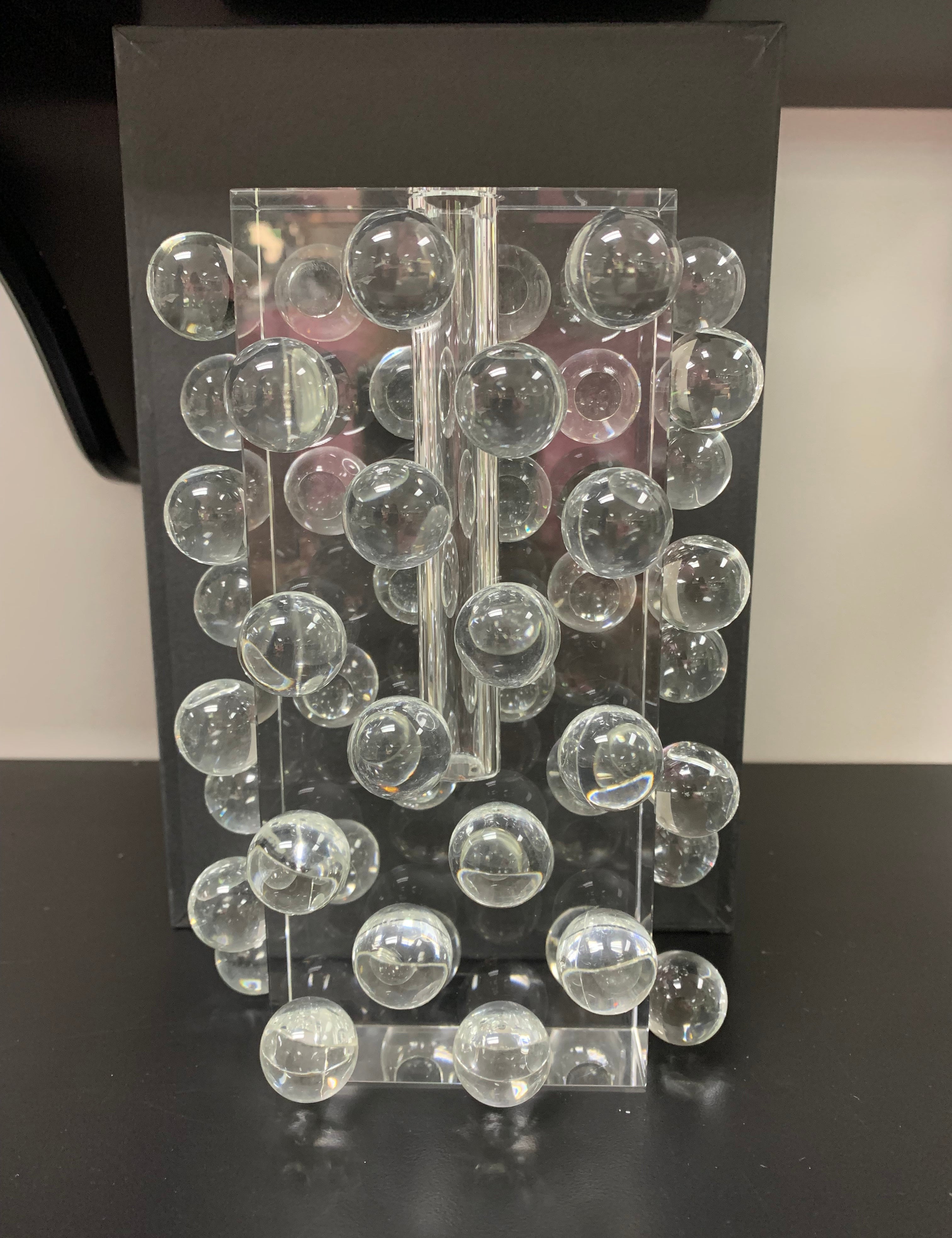 a glass balls on a stand
