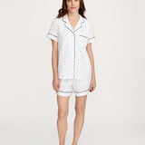 Women's Twill Short Sleeve Short Set in Anchors Away White