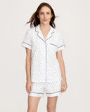 Women's Twill Short Sleeve Short Set in Anchors Away White