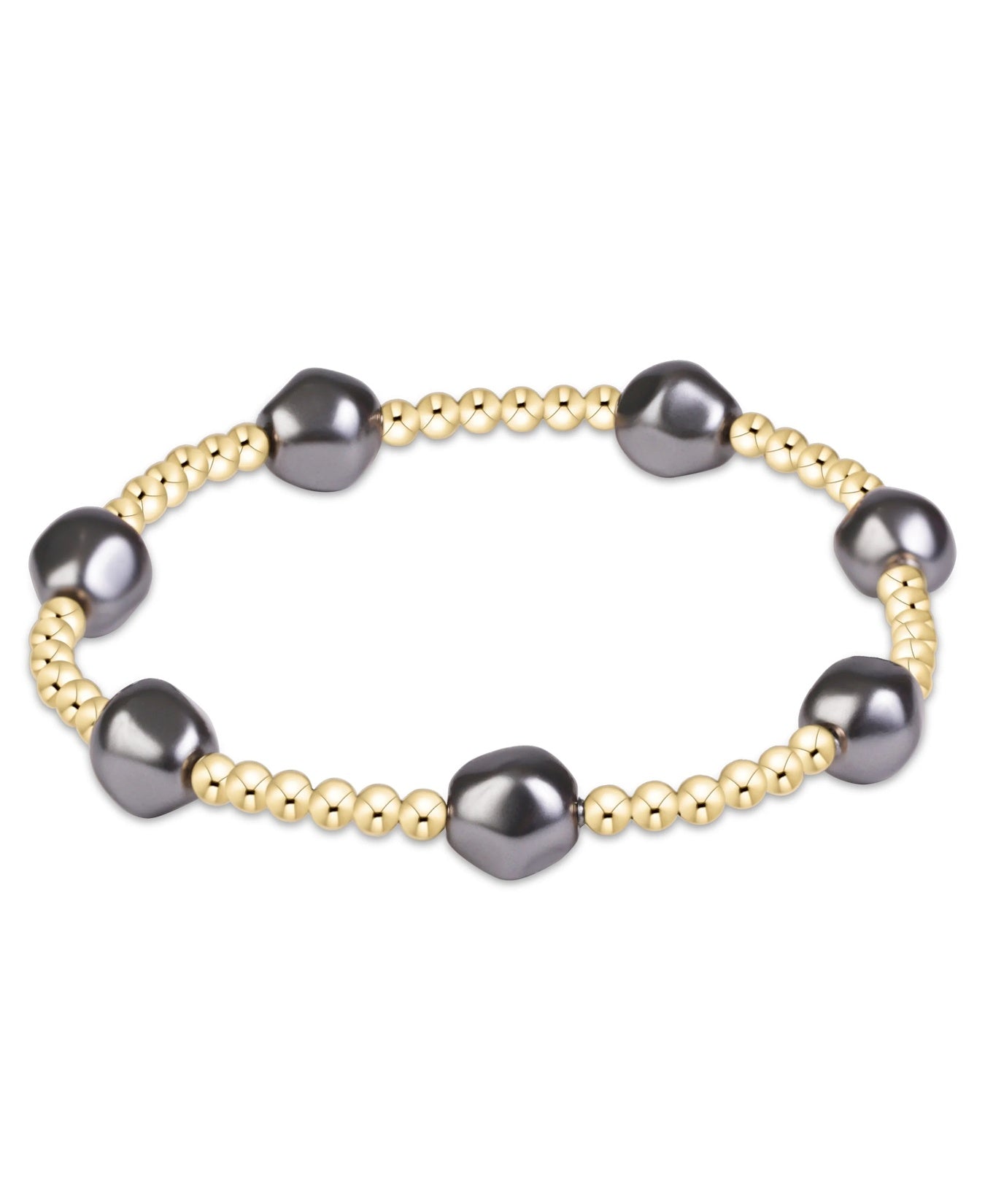 Admire Pearl Dark Grey 3mm Gold 
Bracelet-E Newton-BADPEDKG3G