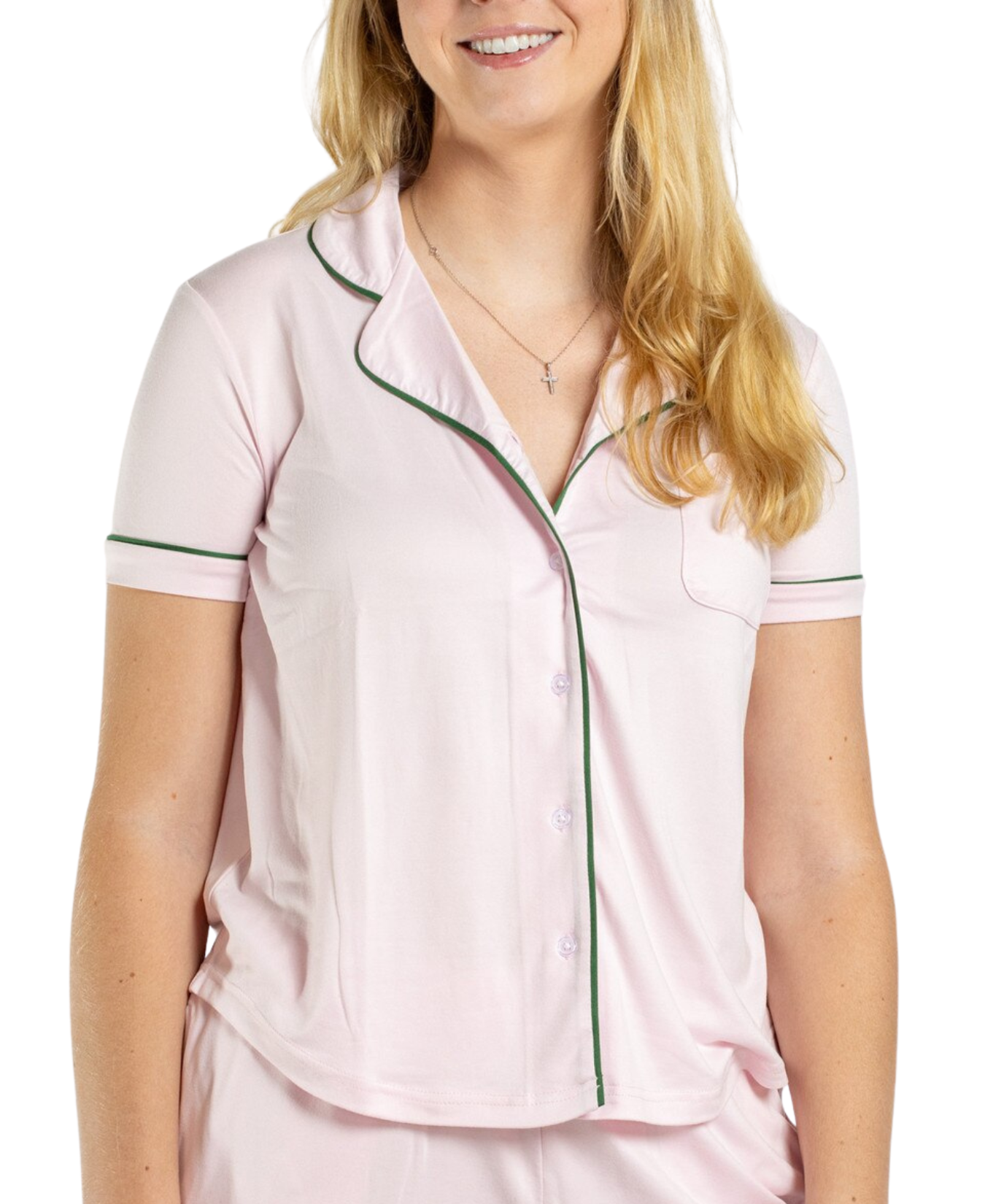 Allie Short Sleeve Button Up Sleep Shirt_The Royal Standard_503261999