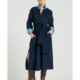 Amelie Long Line Shirt Dress French Navy Pincord-The Shirty Group