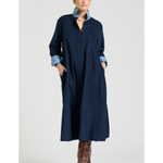 Amelie Long Line Shirt Dress French Navy Pincord-The Shirty Group