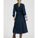 Amelie Long Line Shirt Dress French Navy Pincord-The Shirty Group