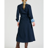 Amelie Long Line Shirt Dress French Navy Pincord-The Shirty Group