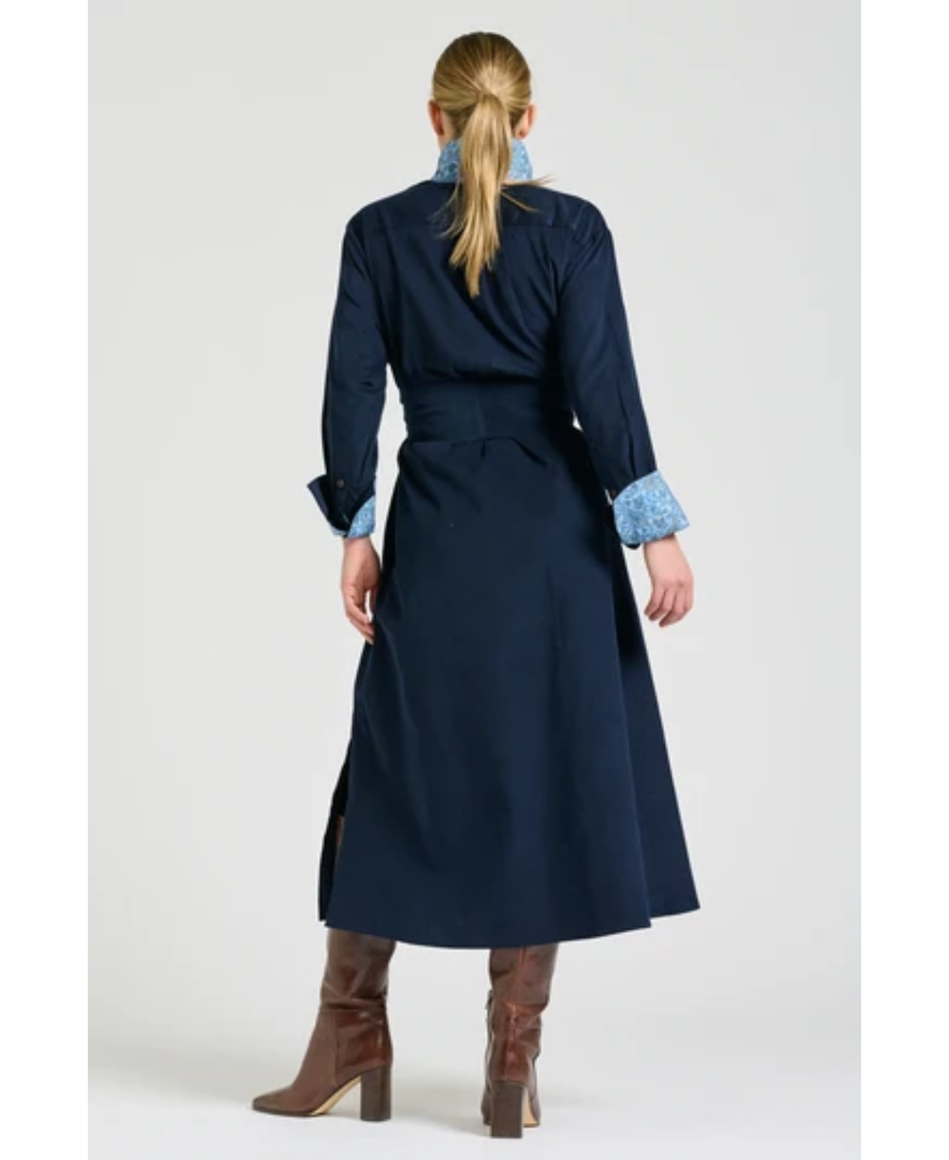 Amelie Long Line Shirt Dress French Navy Pincord-The Shirty Group