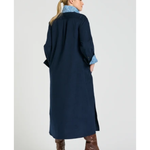Amelie Long Line Shirt Dress French Navy Pincord-The Shirty Group