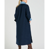 Amelie Long Line Shirt Dress French Navy Pincord-The Shirty Group