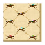 And They're Off Linen Cocktail Napkin - Package Of 20_Caspari_19350C-IVY