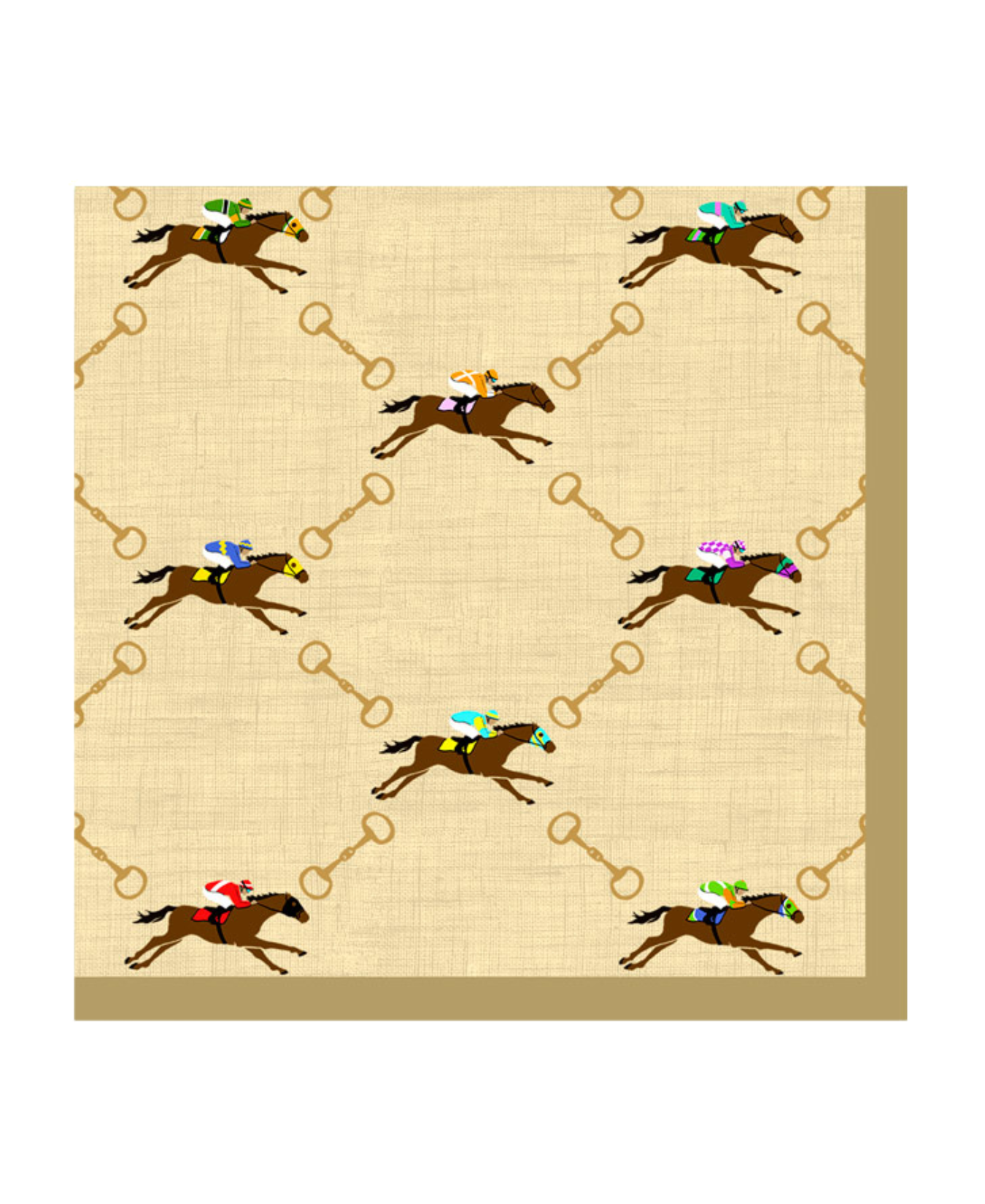 And They're Off Linen Cocktail Napkin - Package Of 20_Caspari_19350C-IVY