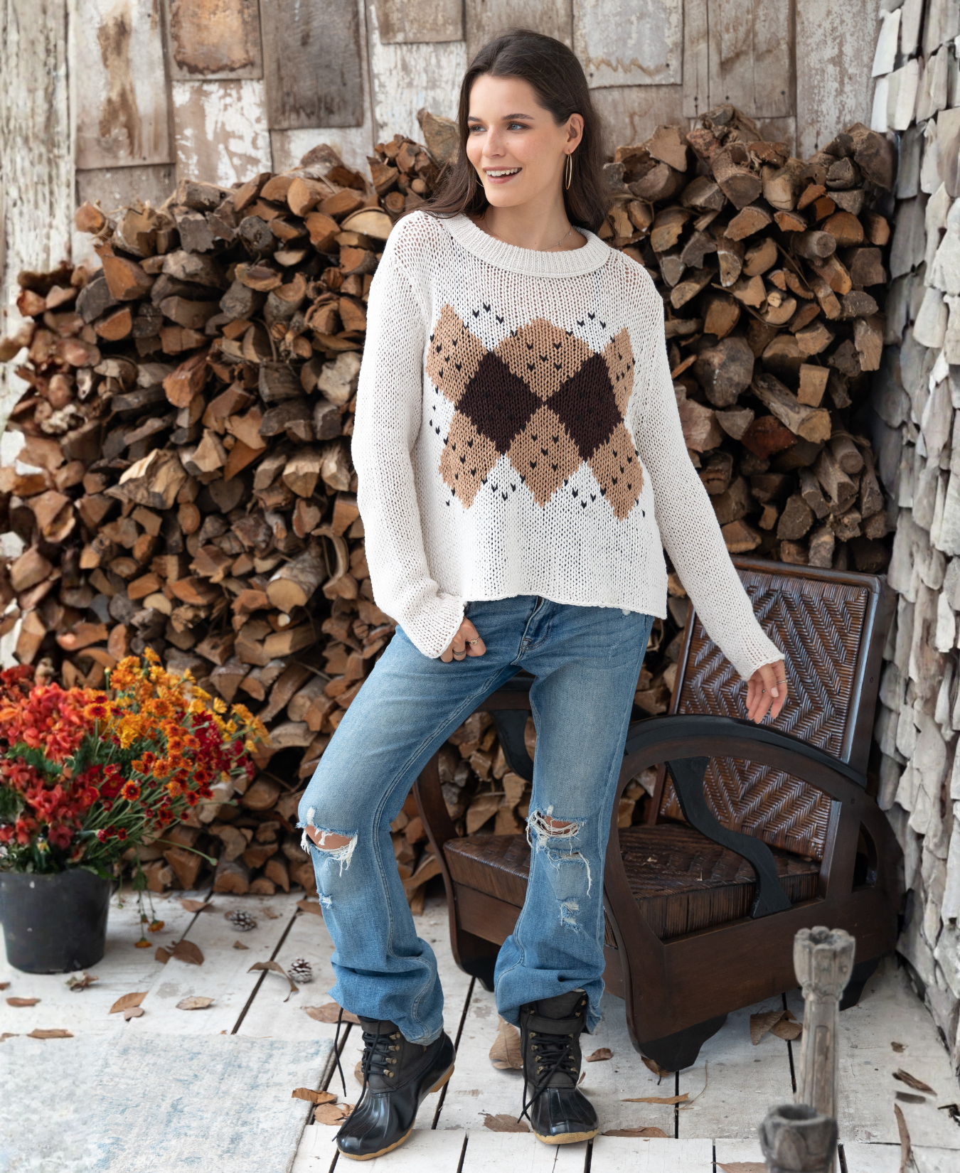 Argyle Vest Chunky Sweater_Wooden Ships_K57Y2W181
