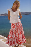 Button Front Skirt | Asterias Red
